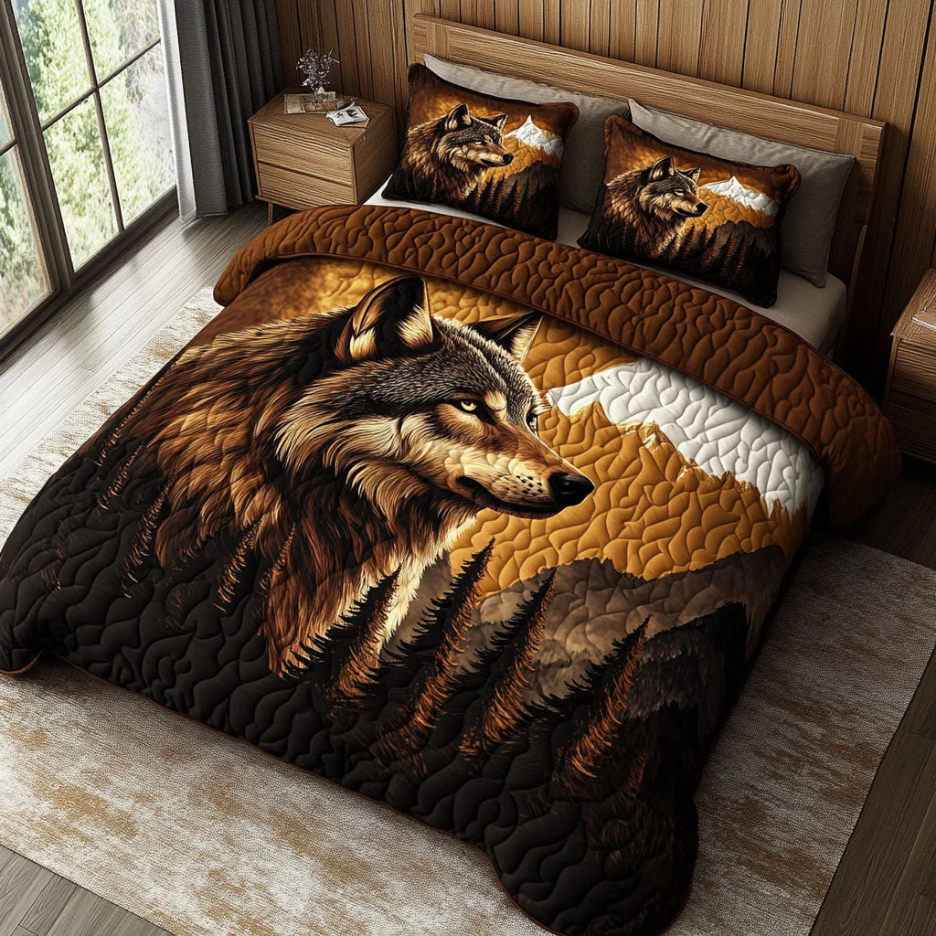 Wolf Mission 3-Piece Quilted Cozy Bedding Set
