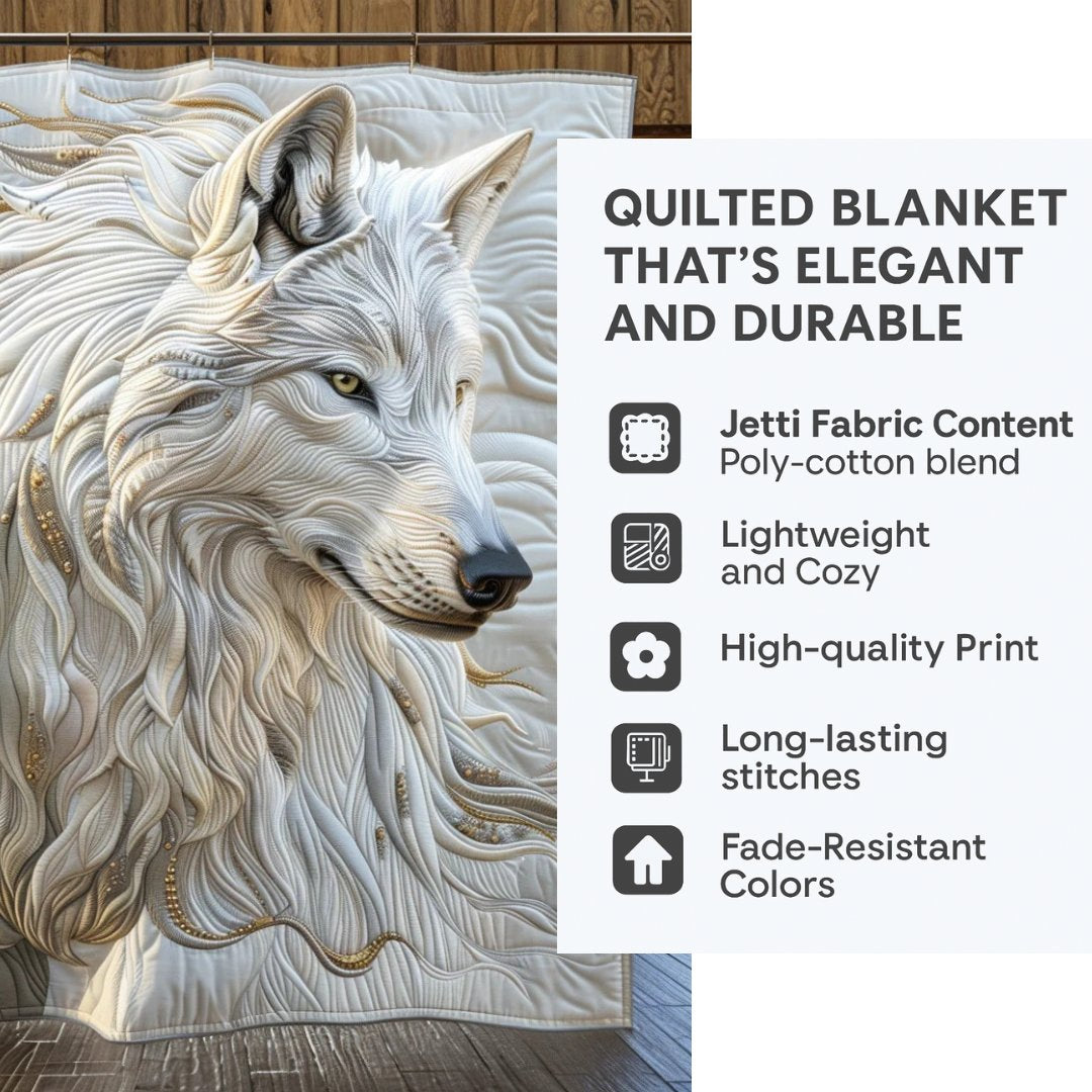 White Wolf Quilted Blanket