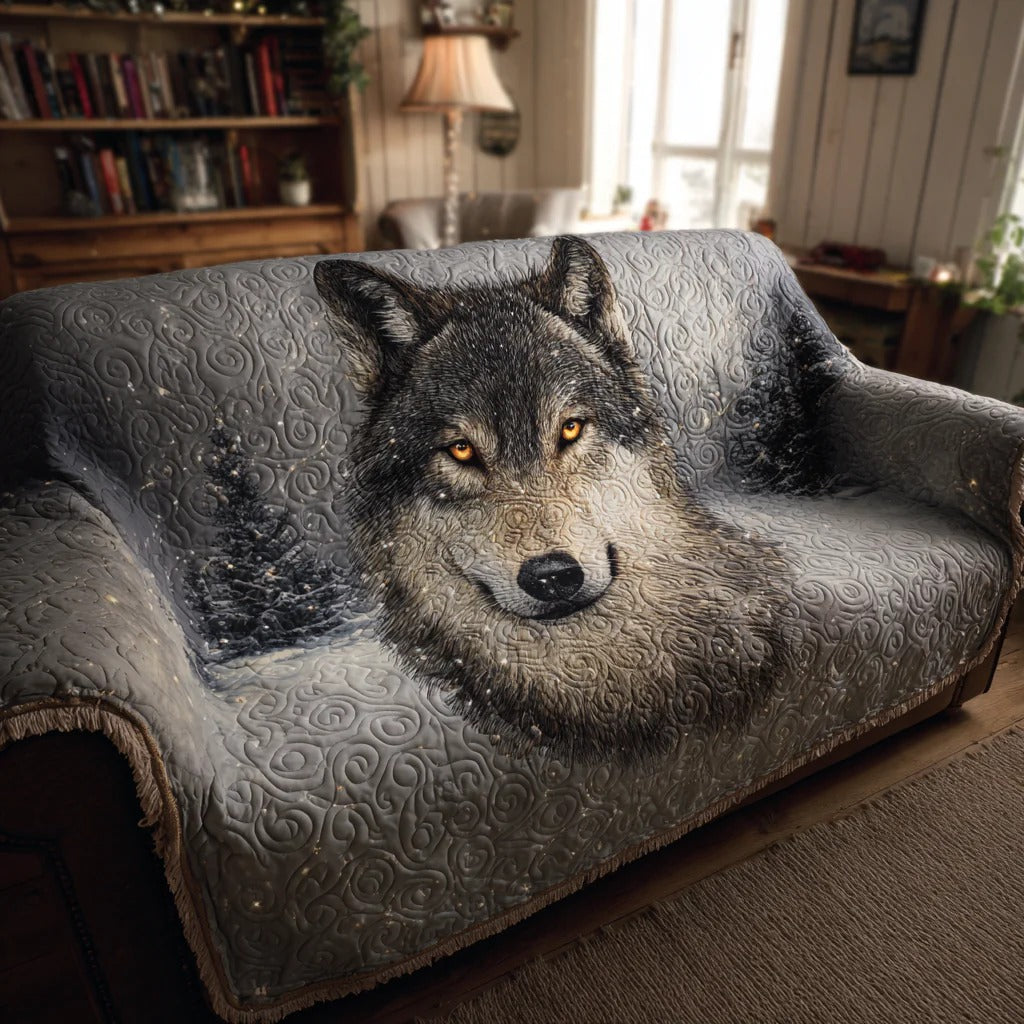 Wolf Mission Quilted Sofa Cover