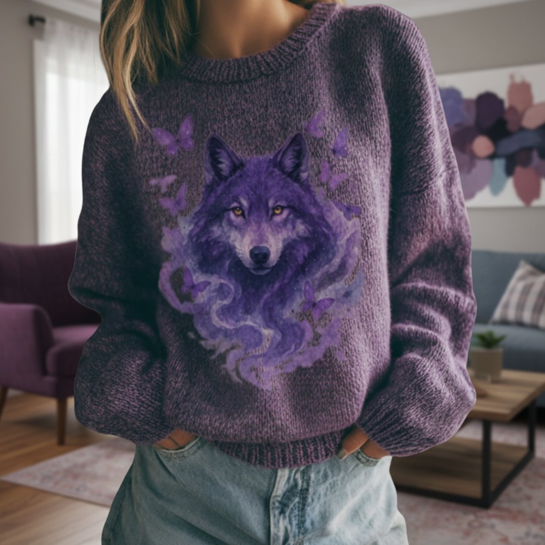 Wolf Butterfly Cozy Knit Sweater