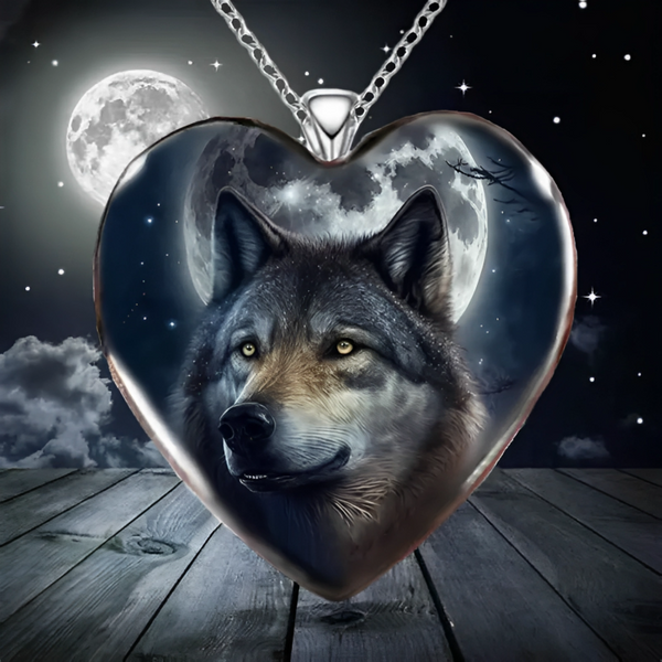 Full Moon Wolf Necklace