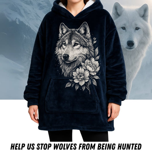 Oversized Wearable Wolf Blanket