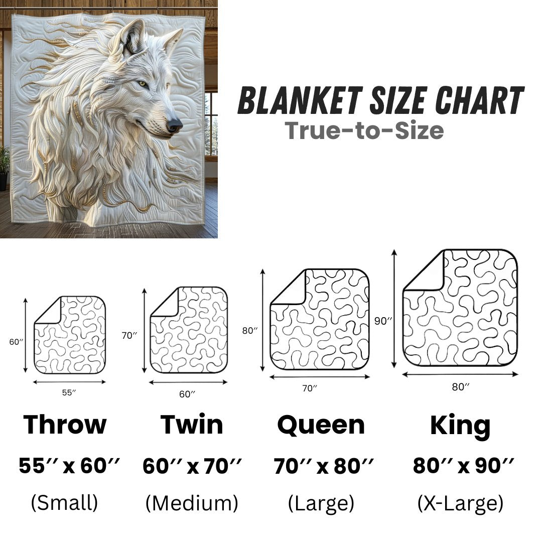 White Wolf Quilted Blanket