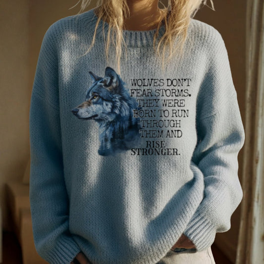 Wolf "Rise Stronger" Knit Sweater