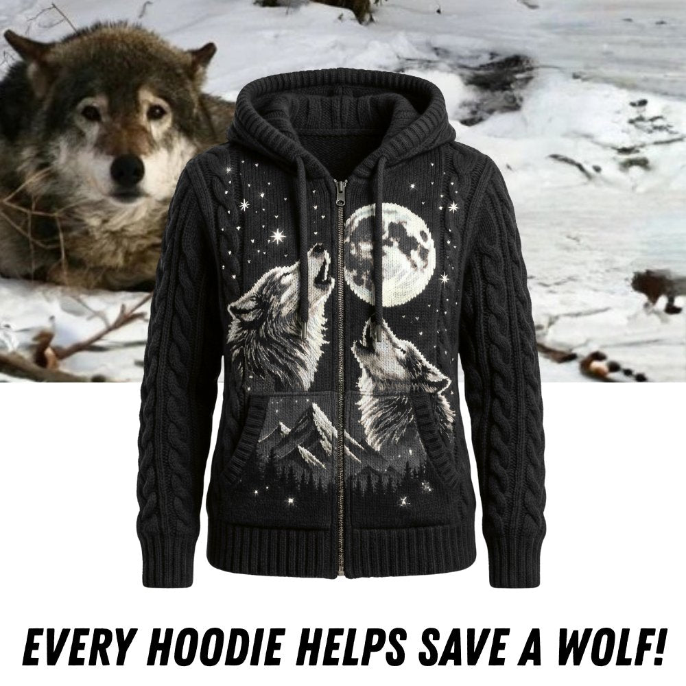 Wolf Mission Cozy Knit Hoodie
