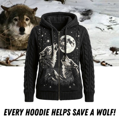 Wolf Mission Cozy Knit Hoodie