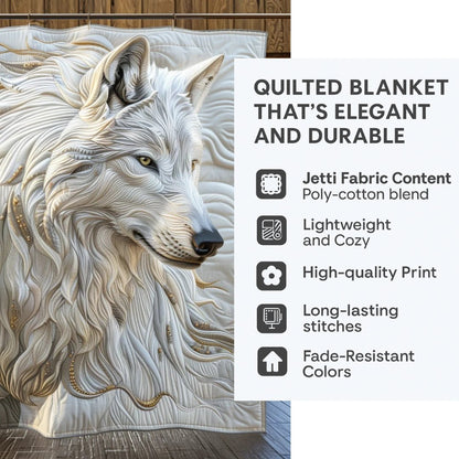 White Wolf Quilted Blanket