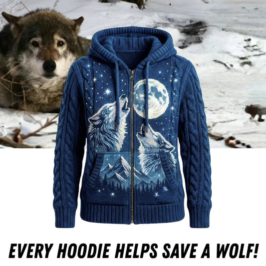 Wolf Mission Cozy Knit Hoodie