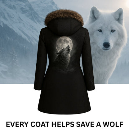 Howling Moon Wolf Women's Coat
