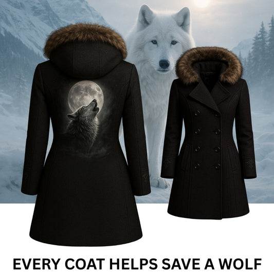 Howling Moon Wolf Women's Coat