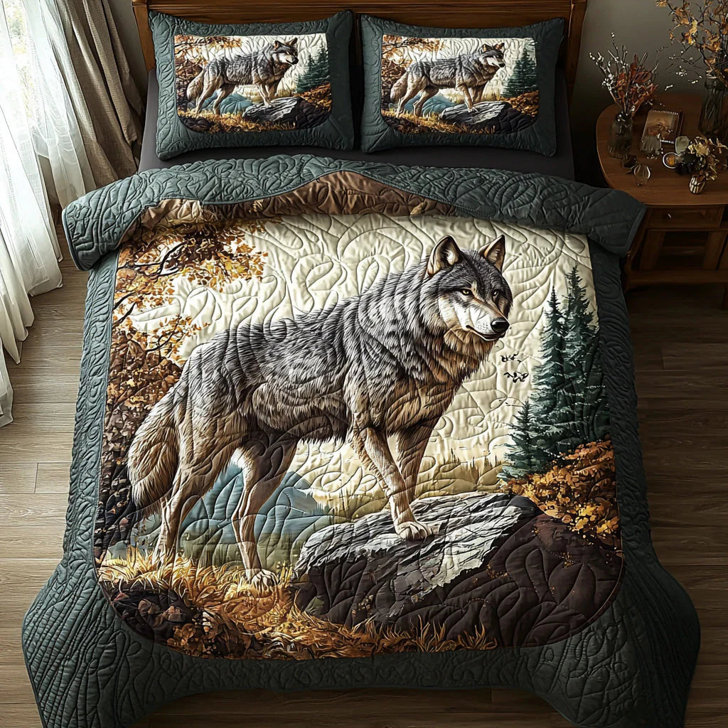Wolf Mission 3-Piece Quilted Cozy Bedding Set