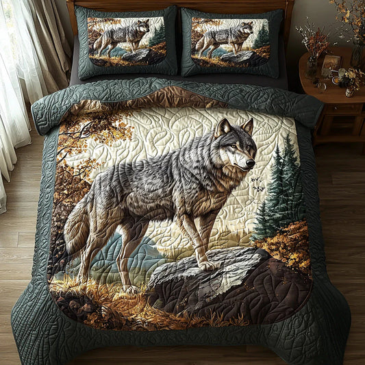 Wolf Mission 3-Piece Quilted Cozy Bedding Set