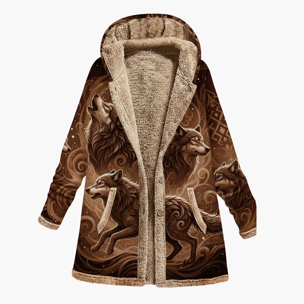 Women's Warm Plush Wolf Coat