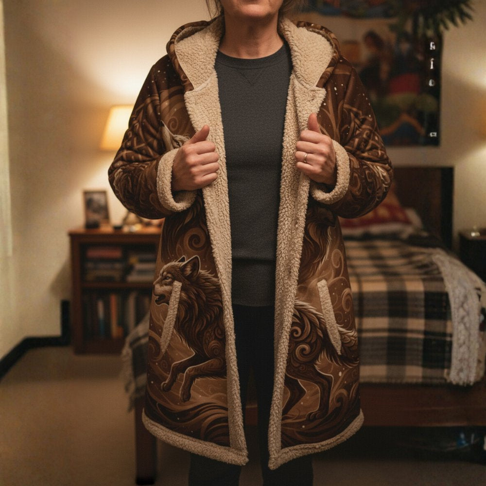 Women's Warm Plush Wolf Coat