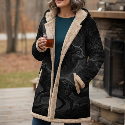 Women's Warm Plush Wolf Coat