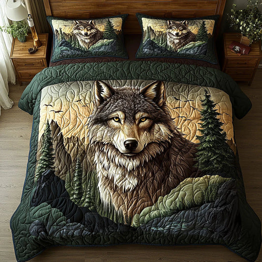 Wolf Mission 3-Piece Quilted Bedding Set