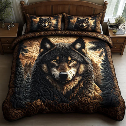 Wolf Mission 3-Piece Quilted Bedding Set