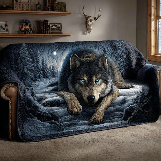 Wolf Mission Quilted Sofa Cover