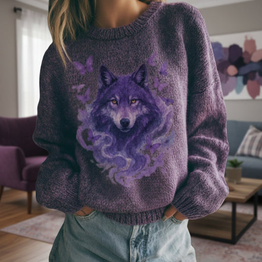 Wolf Butterfly Cozy Knit Sweater